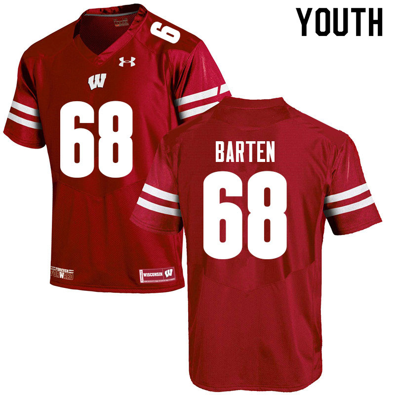 Wisconsin Badgers Youth #68 Ben Barten NCAA Under Armour Authentic Red College Stitched Football Jersey DL40F56MZ